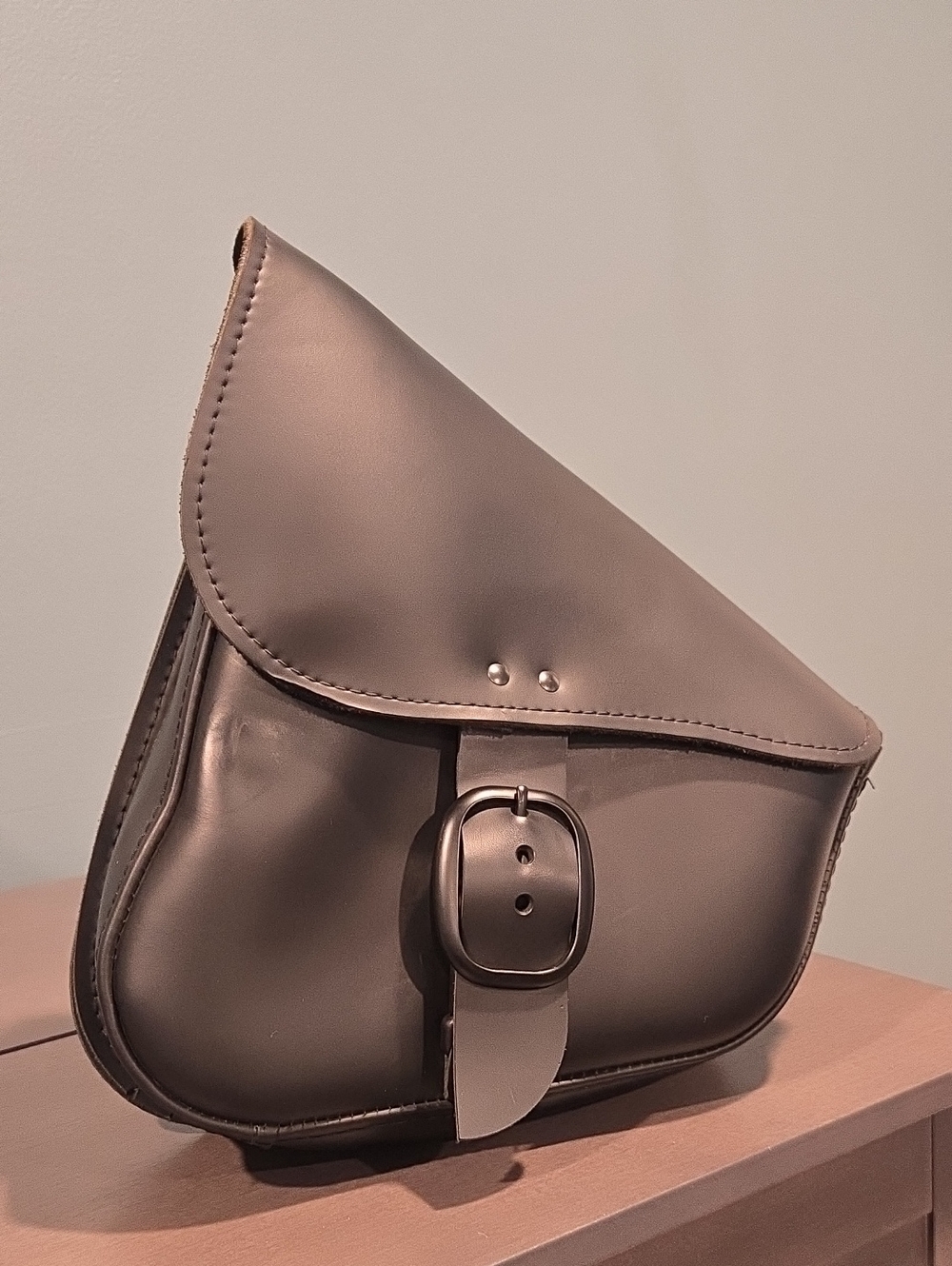 Leather Saddle Bag with Buckle